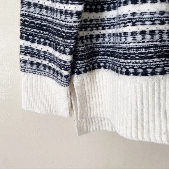Talbots | Fair Isle Mock Neck Sweater Wool Blend Winter Cozy Black White Large - Picture 3 of 7